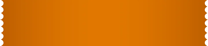 Troublemaker Studios ticket background with an orange gradient and scalloped edges on left and right sides.