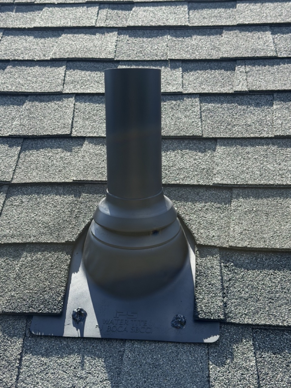 Roof vent, sealed and painted