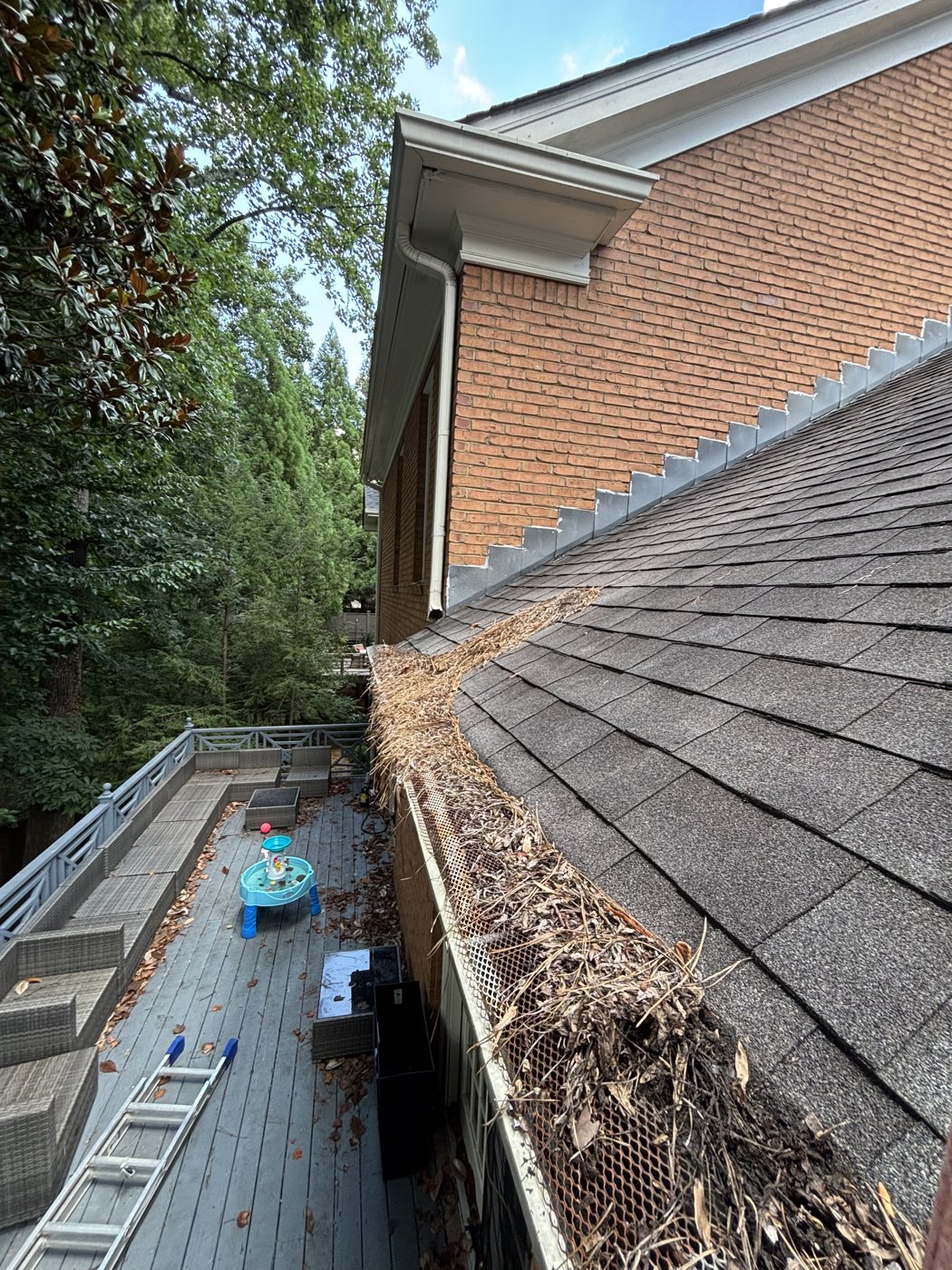 Gutter full above the deck