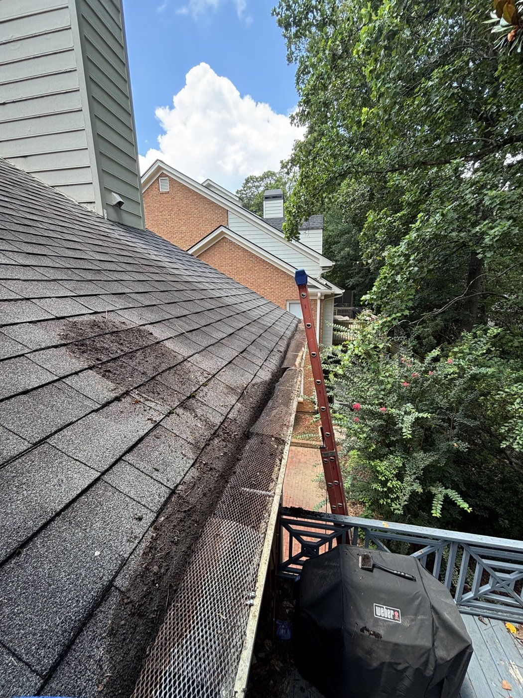 Gutter cleared above the deck