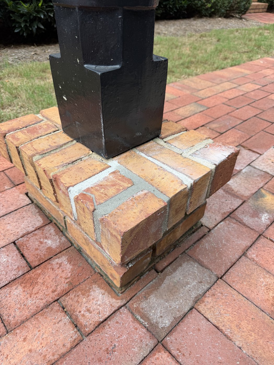 Mailbox base rebuilt, after