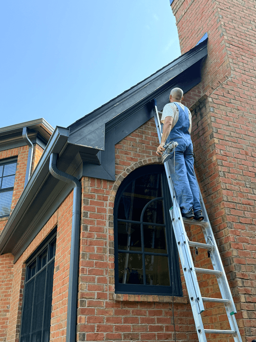 Chimney fascia sanded back and ready for primer and paint