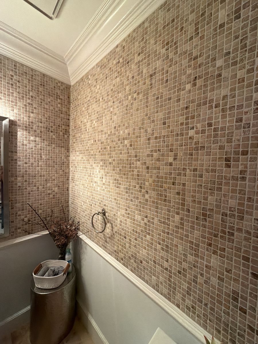 Guest bath mosaic tile walls