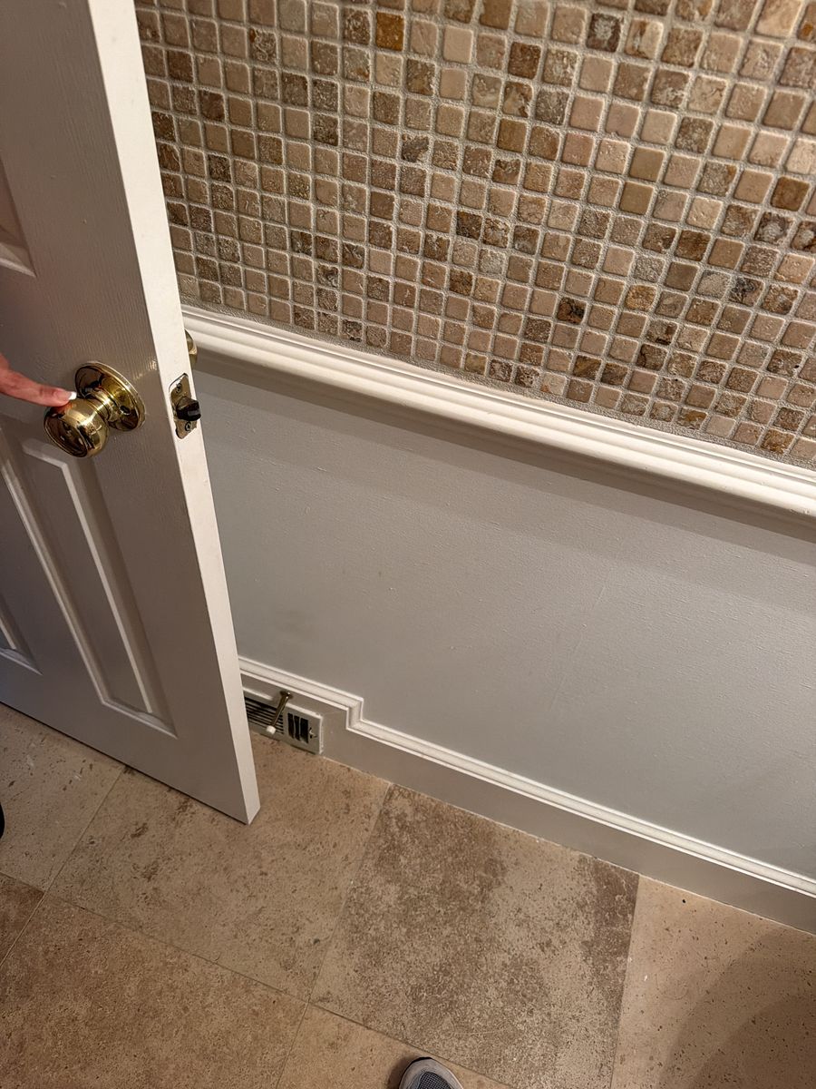 Guest bath wainscot and door