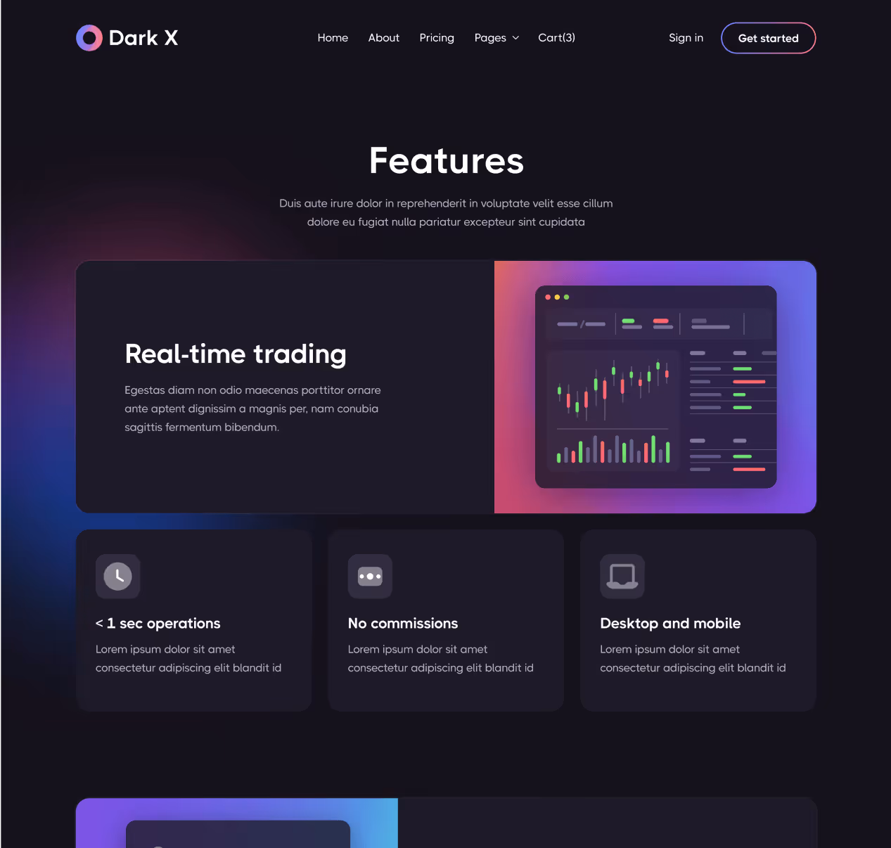 Features - Dark X Webflow Template
