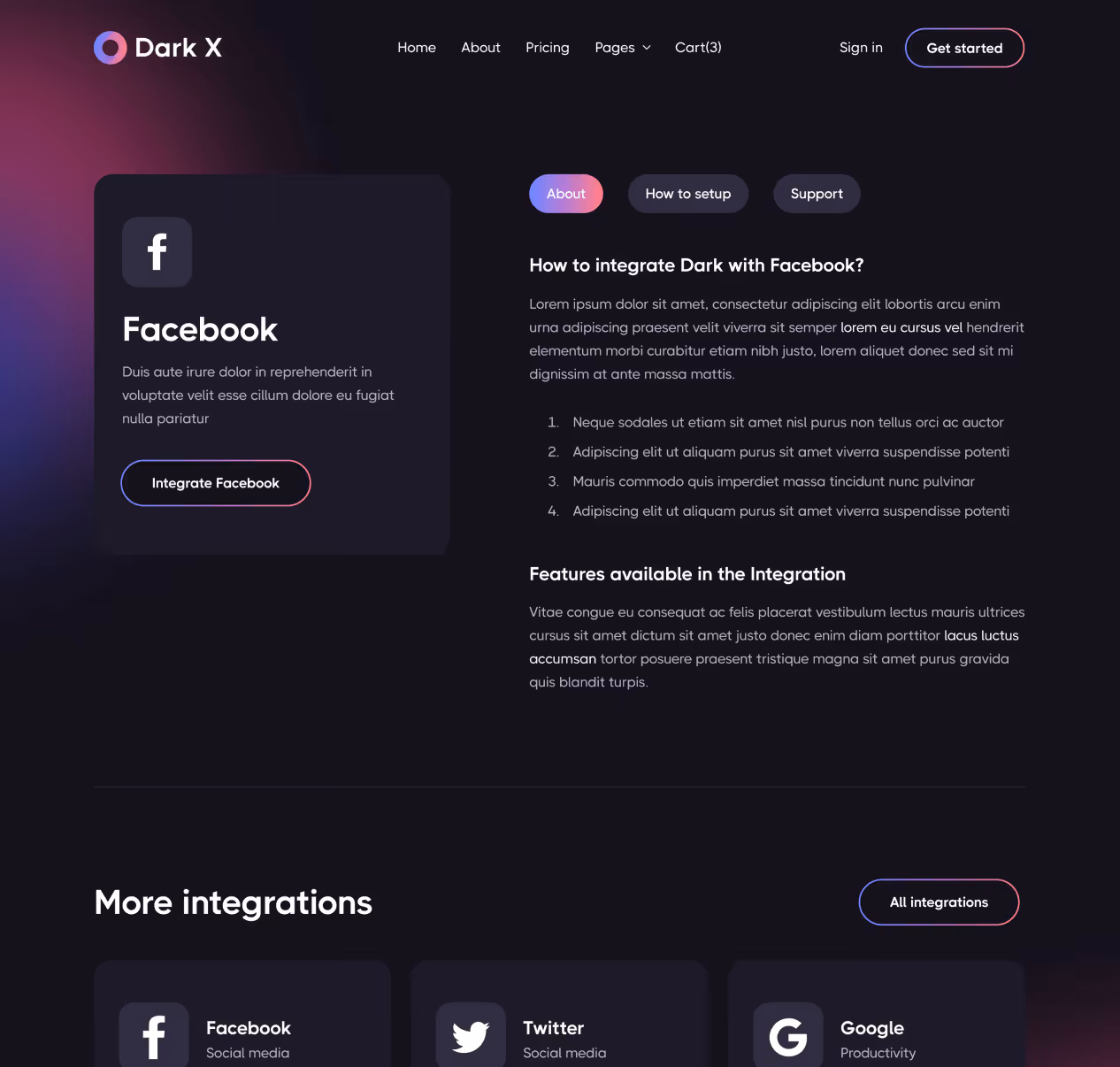 Integrations - Dark X Webflow Template