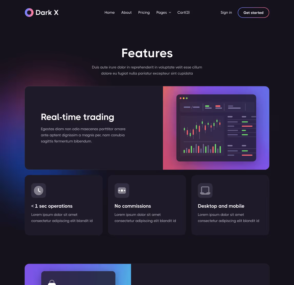 Features - Dark X Webflow Template