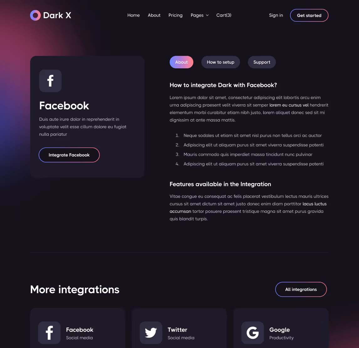 Integrations - Dark X Webflow Template