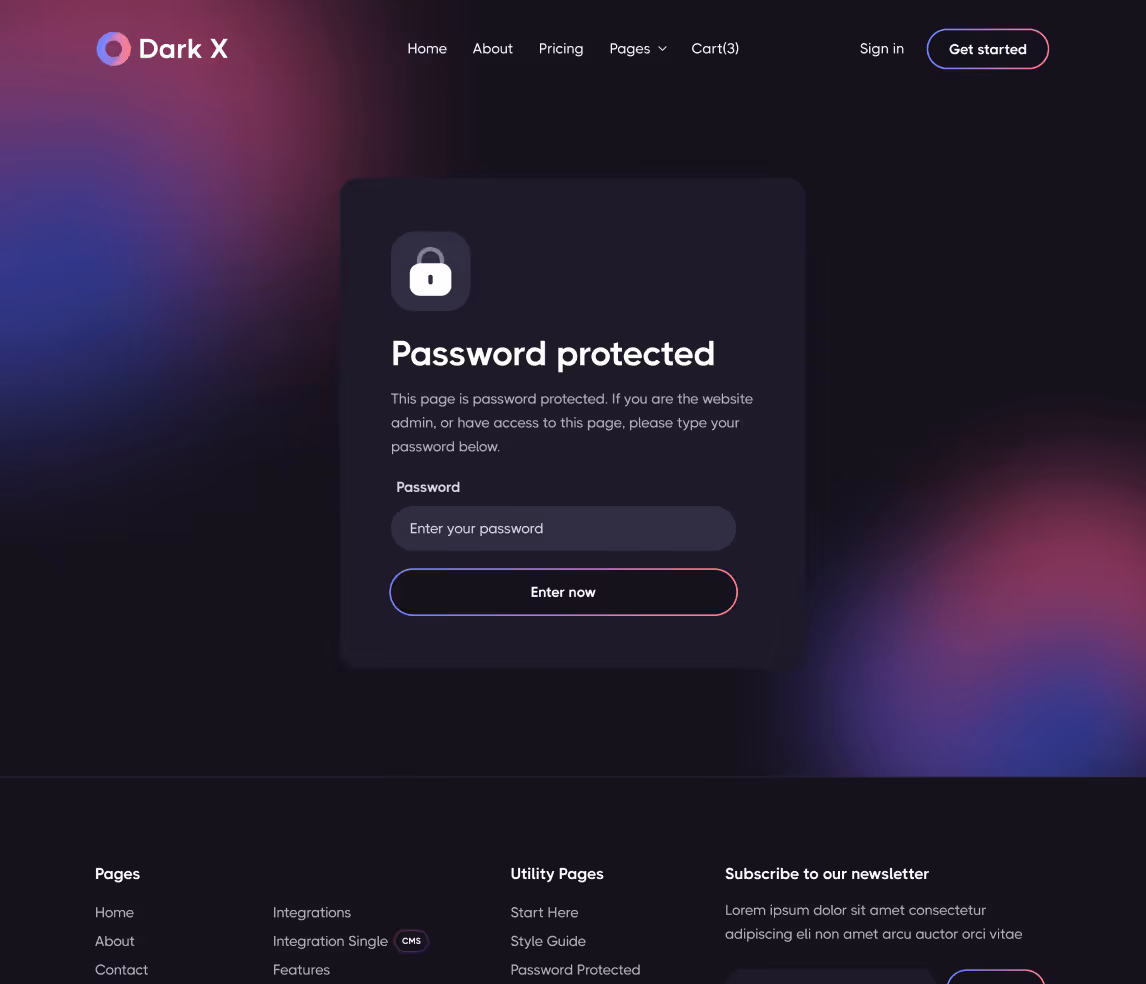 Password - Dark X Webflow Template