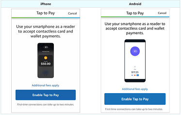 Using Tap to Pay technology to accept payments with your smartphone.