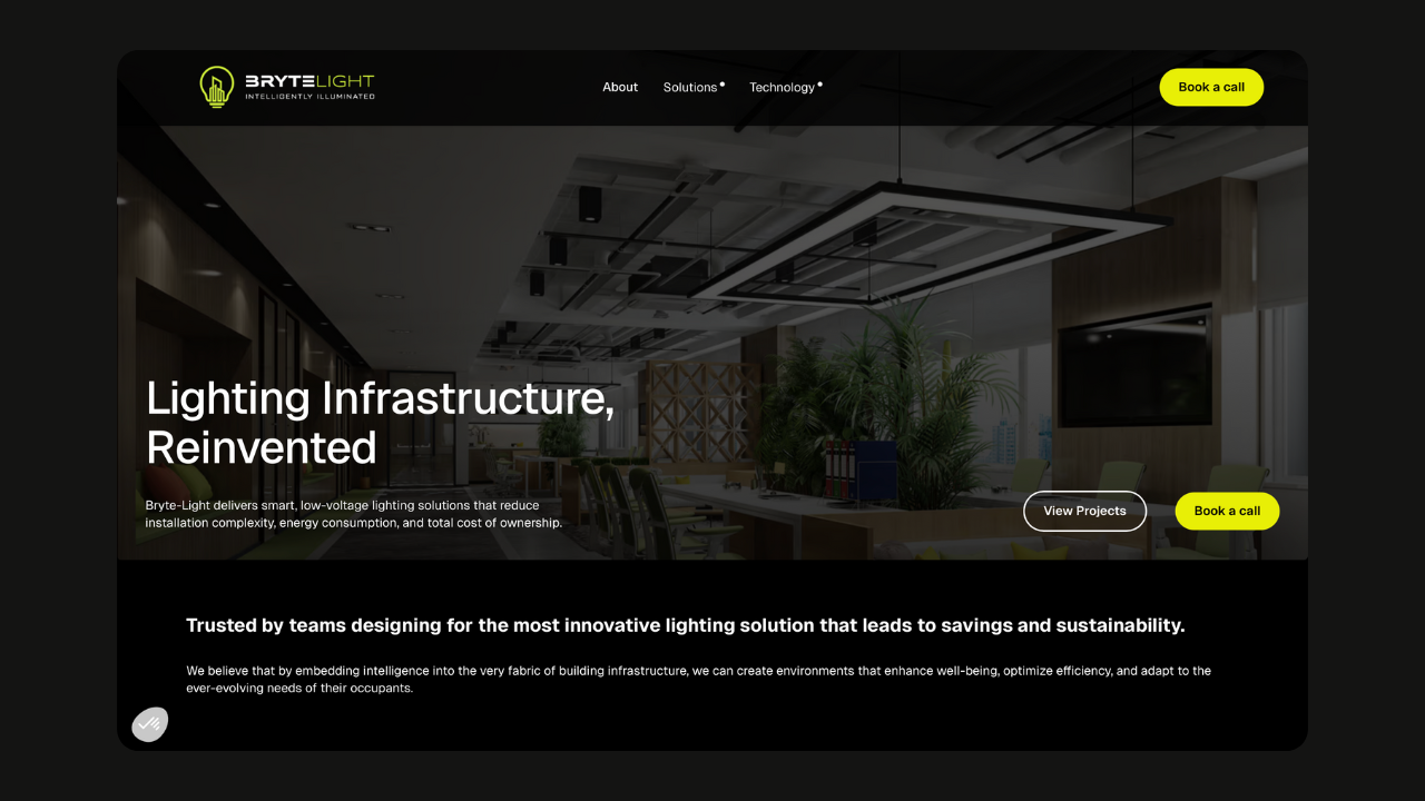 Bryte Light Webflow website homepage