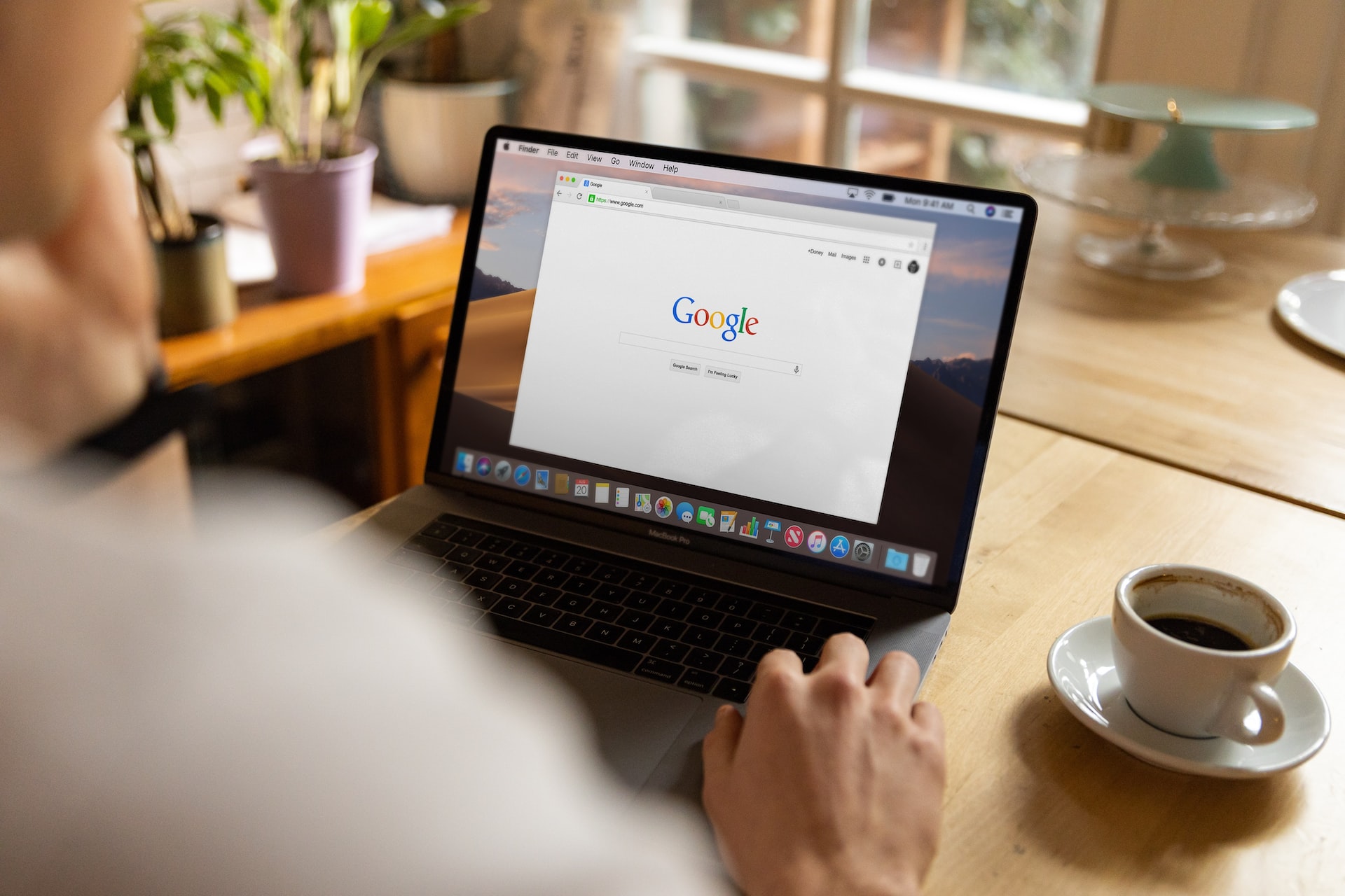 Working on SEO analytics at a desk