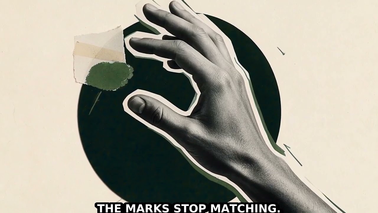 A rubber stamp and its single hunter green mark, from the Chasing Creative film Your Brand Isn't Your Logo