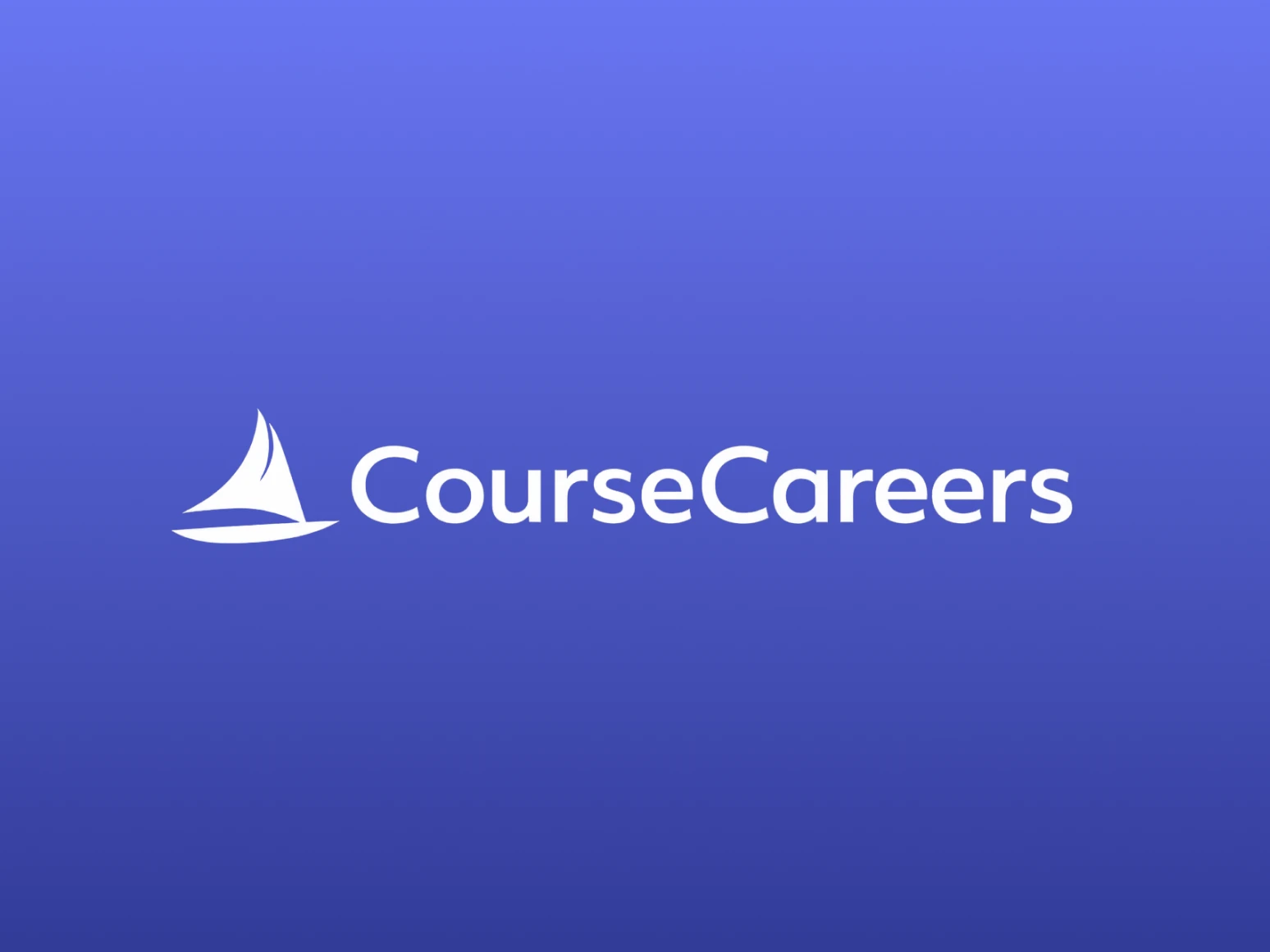 White sailboat icon next to the word CourseCareers on a blue gradient background.