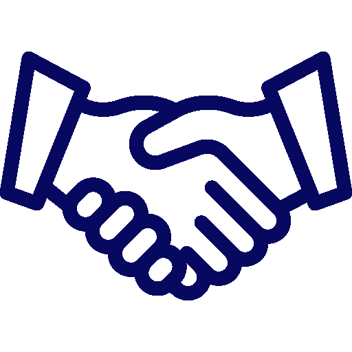 Outline of two hands shaking, symbolizing agreement or partnership.