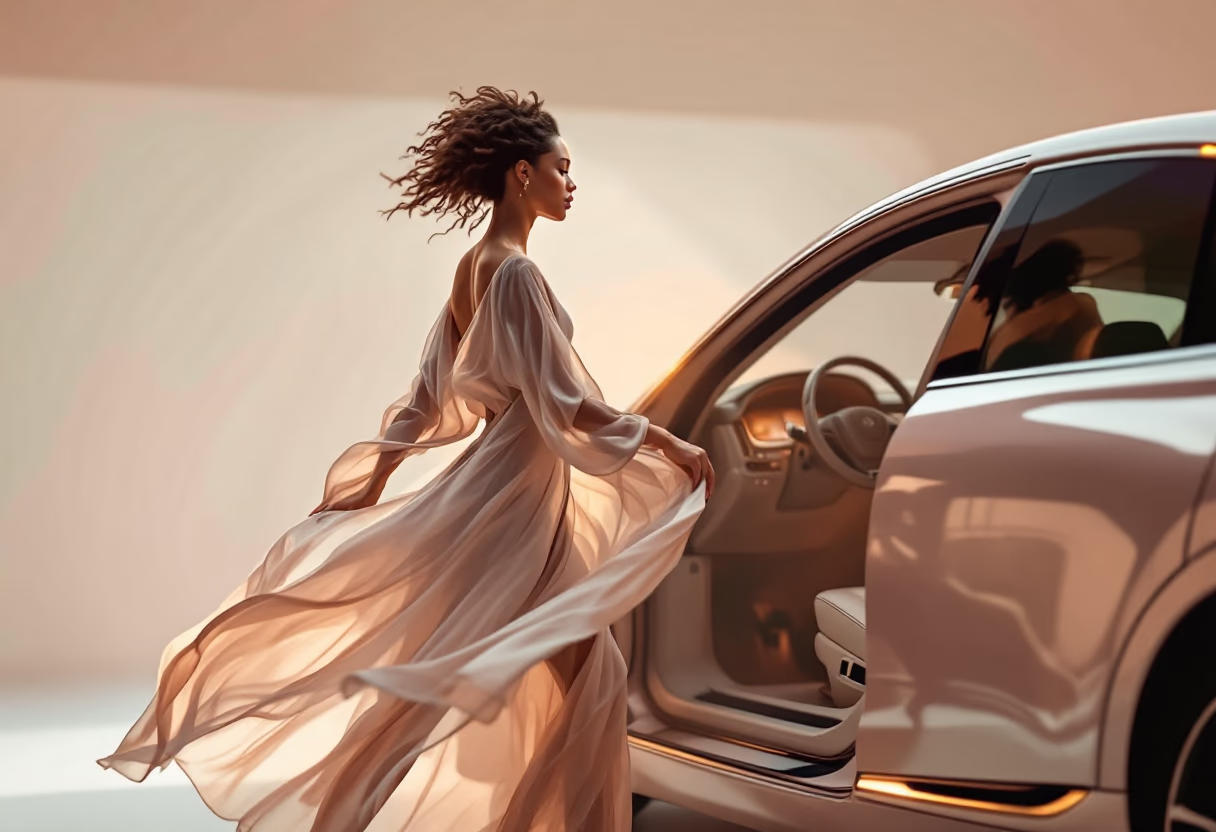 image of a person entering a vehicle (for a mobility and transportation)