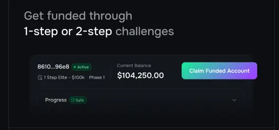 Crypto prop funded account example