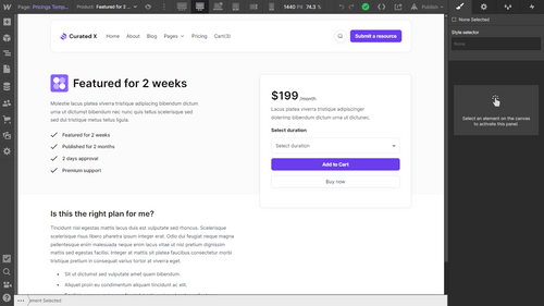 Curated X - Webflow Template And Ui Kit Ecommerce Page