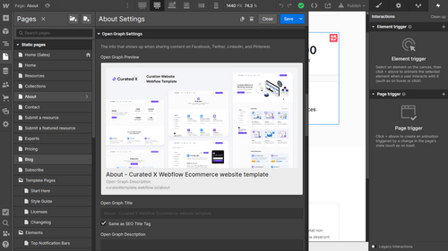 Curated X - Webflow Template Meta Configuration
