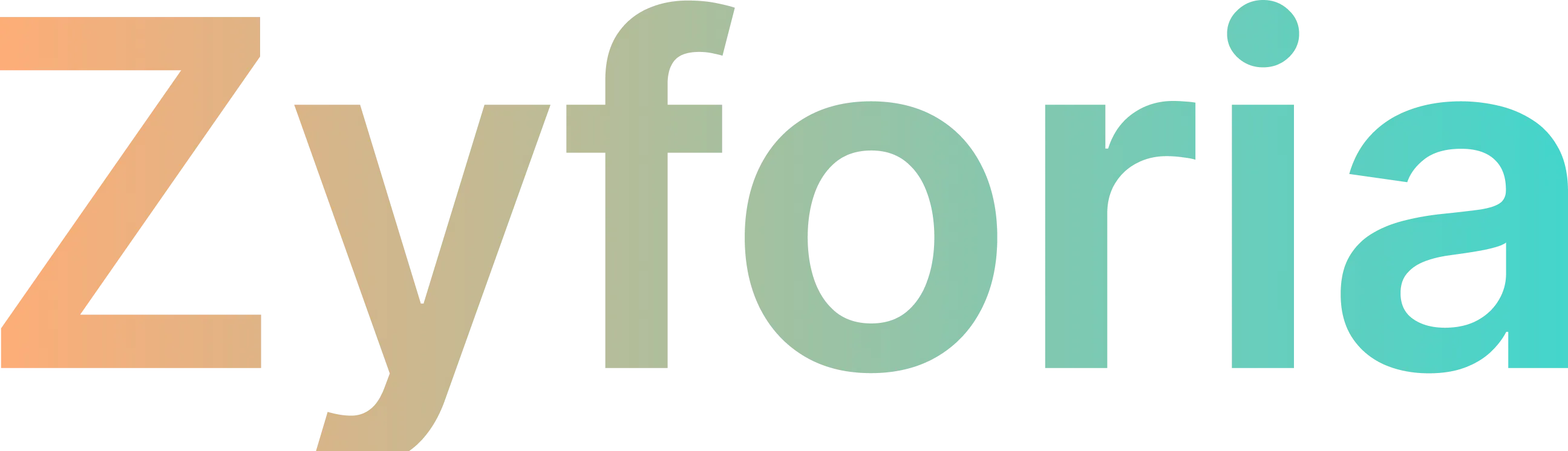 Zyforia brand logo with gradient colors transitioning from orange to teal.