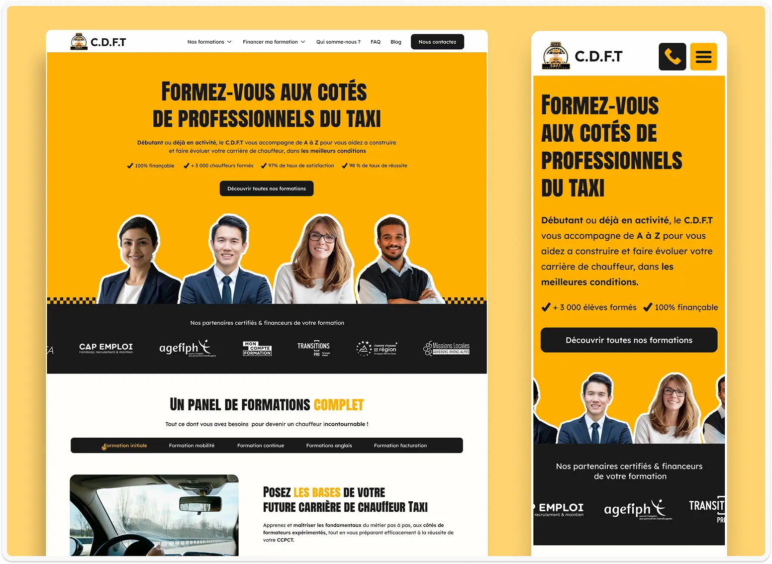 Responsivité de la page d'accueil