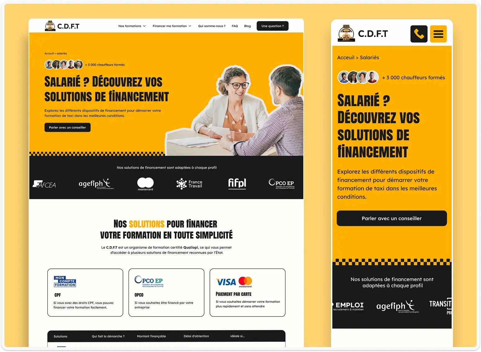 Responsivité de la page financement salarié