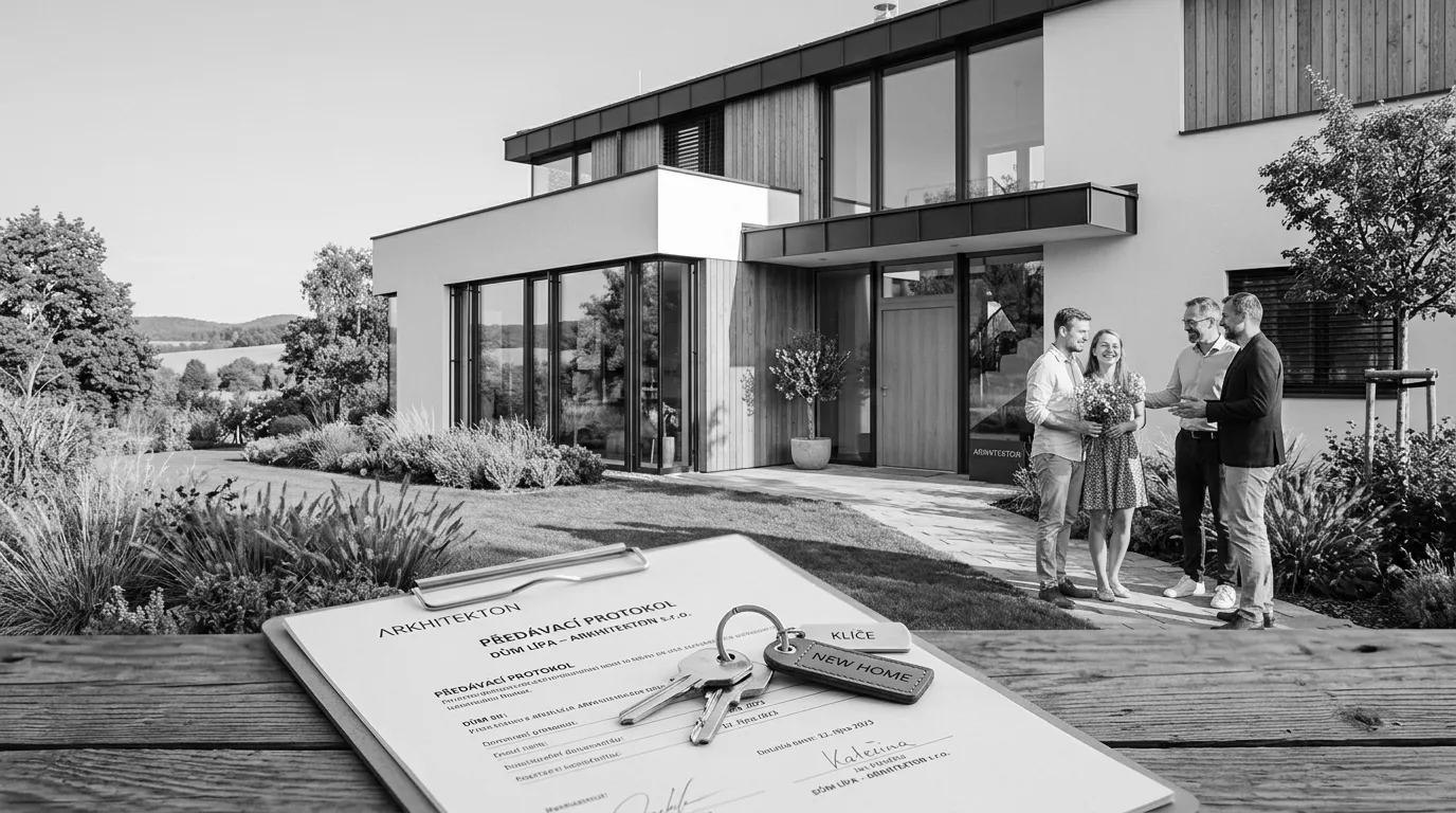 Předání realizované stavby moderního rodinného domu na klíč spokojeným klientům