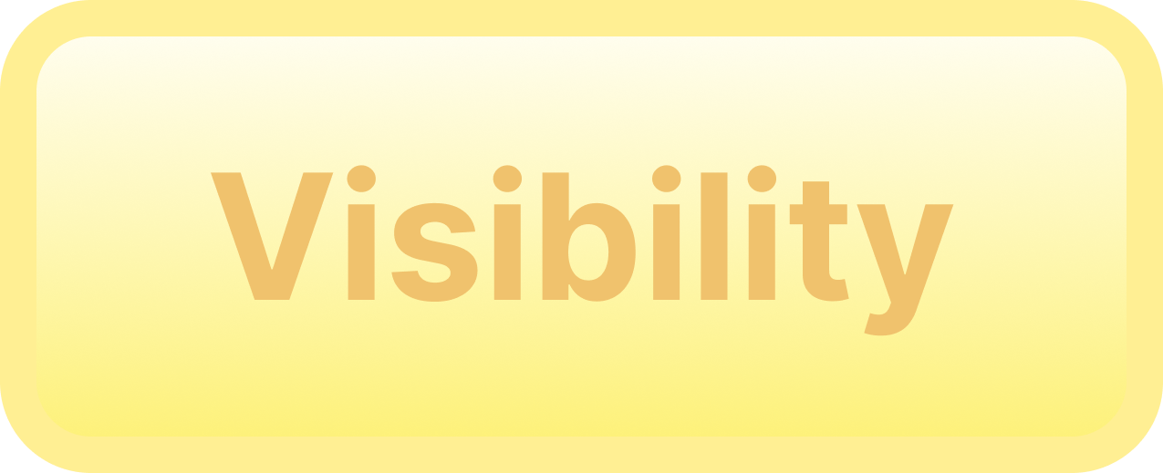 Yellow rounded rectangle button with the word 'Visibility' in bold orange text.