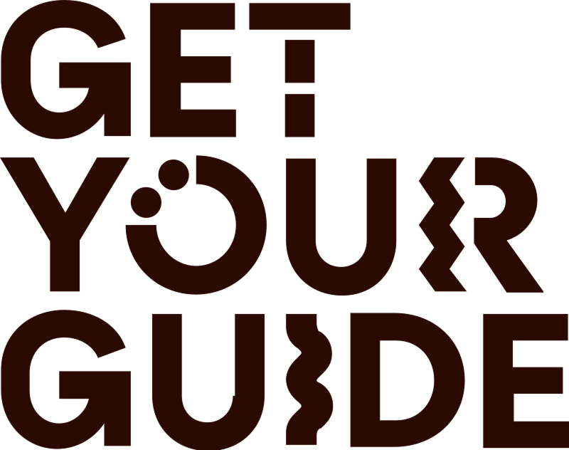 Text art stylized with the phrase 'GET YOUR GUIDE' in bold, blocky letters with creative shapes.