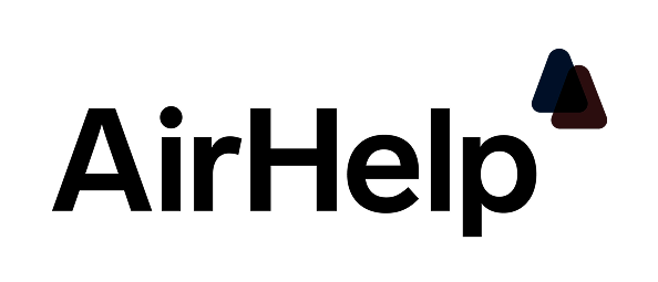 AirHelp logo with two overlapping triangles to the upper right of the text.