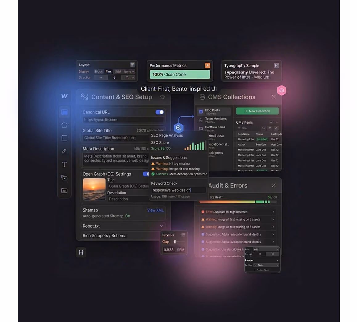 Content & SEO Setup webflow