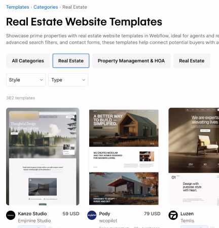 Webflow Templates for Real Estate