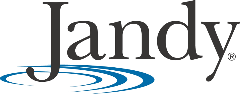 Jandy company logo with stylized blue elliptical waves under the letter J.
