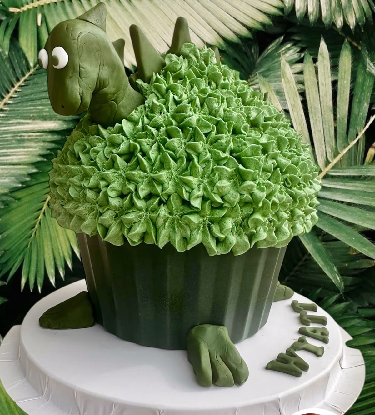 Giant cupcake dinosaure vert