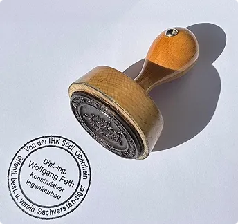 Stempel des öffentlich bestellten und vereidigten Sachverständigen für konstruktiven Ingenieurbau