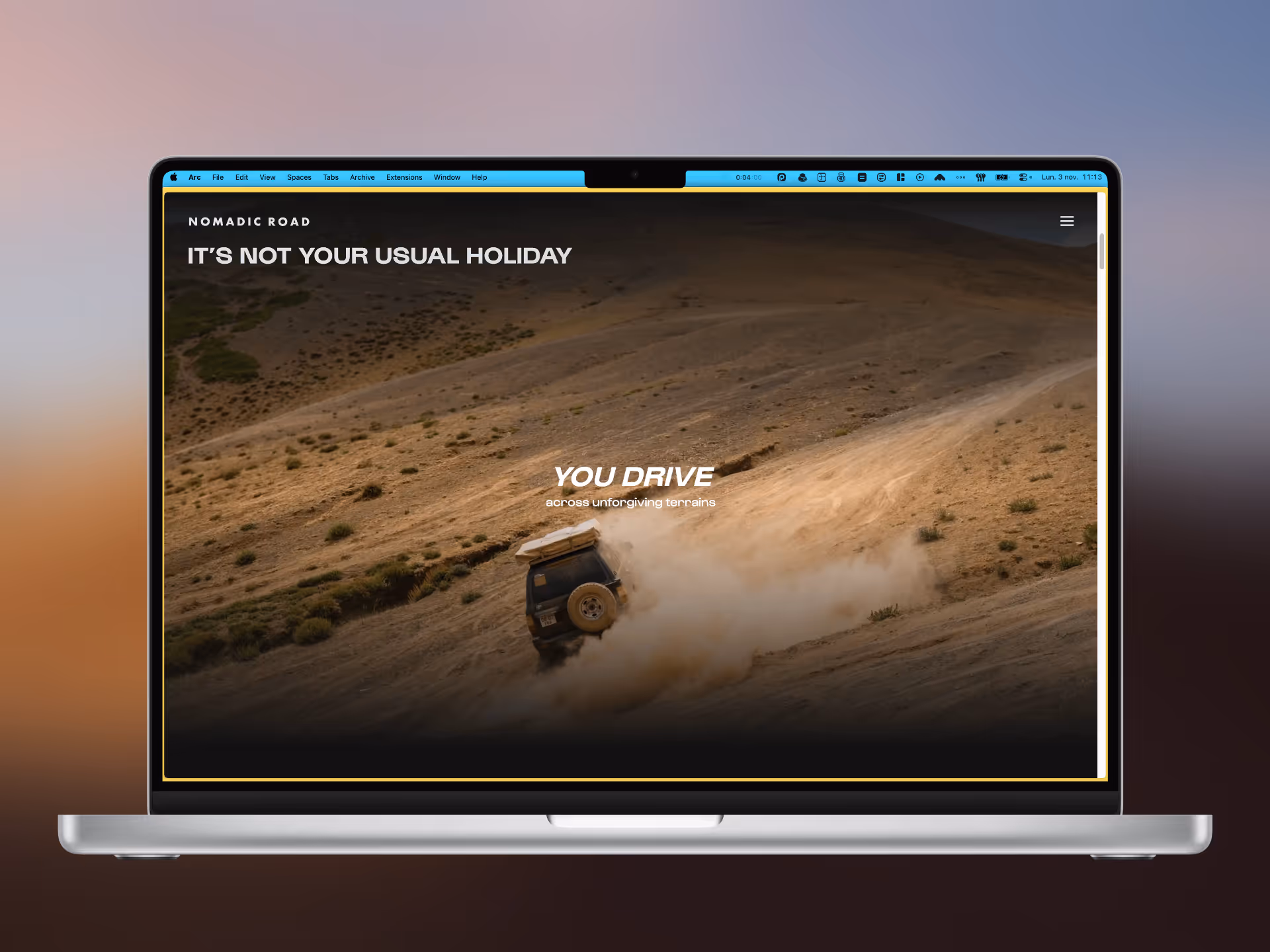 Mockup site web agence de voyage design Nomia Studio