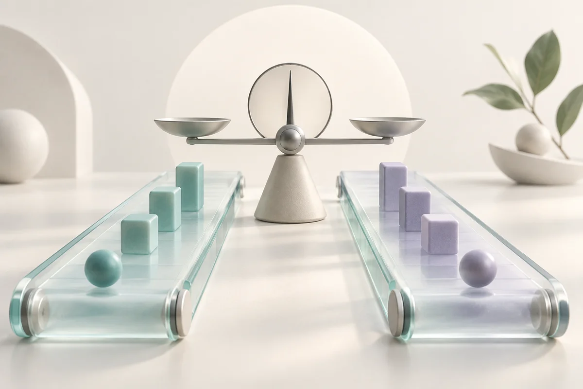 Balanced scale between two parallel campaign experiment tracks.