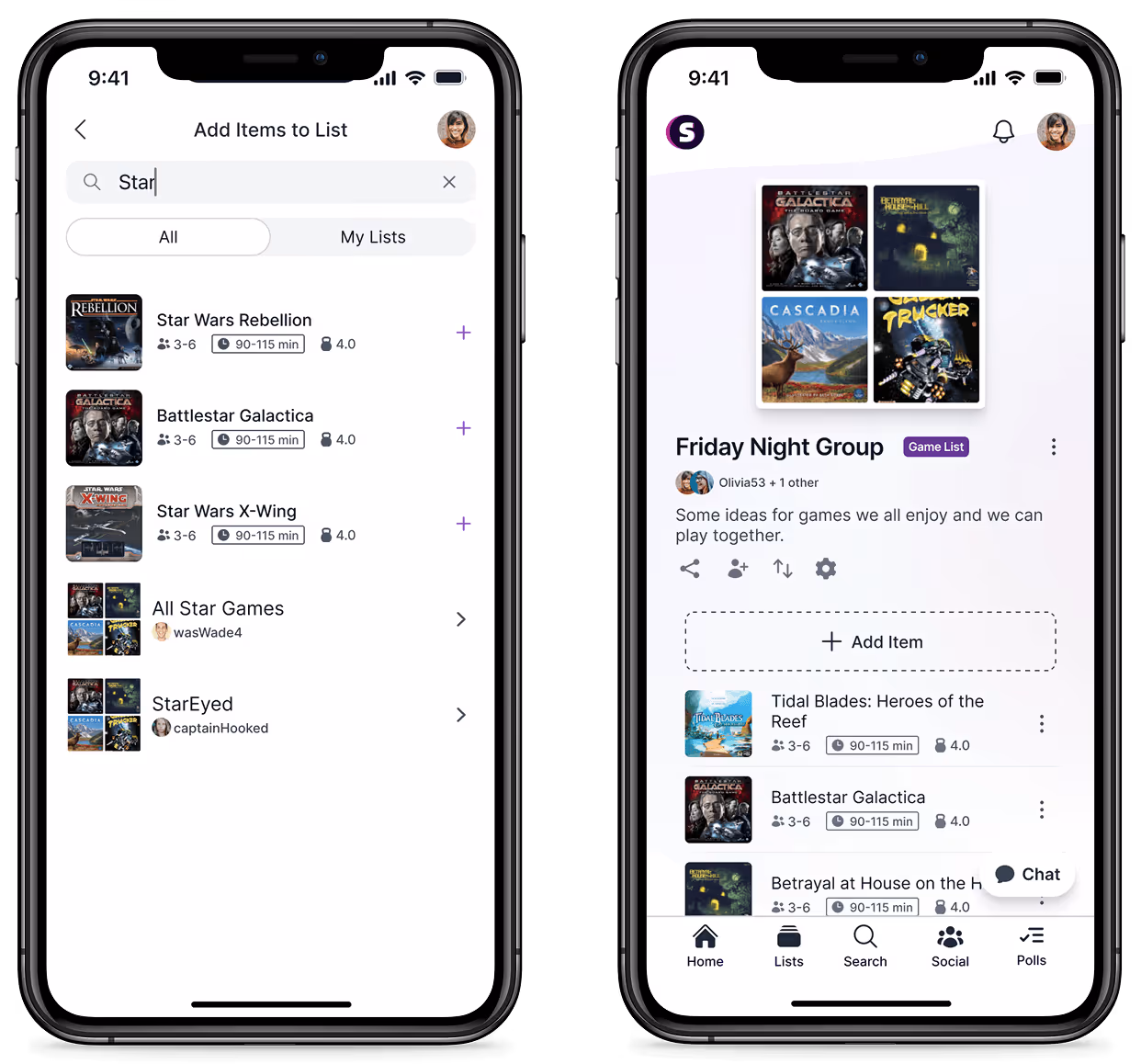 List screen examples