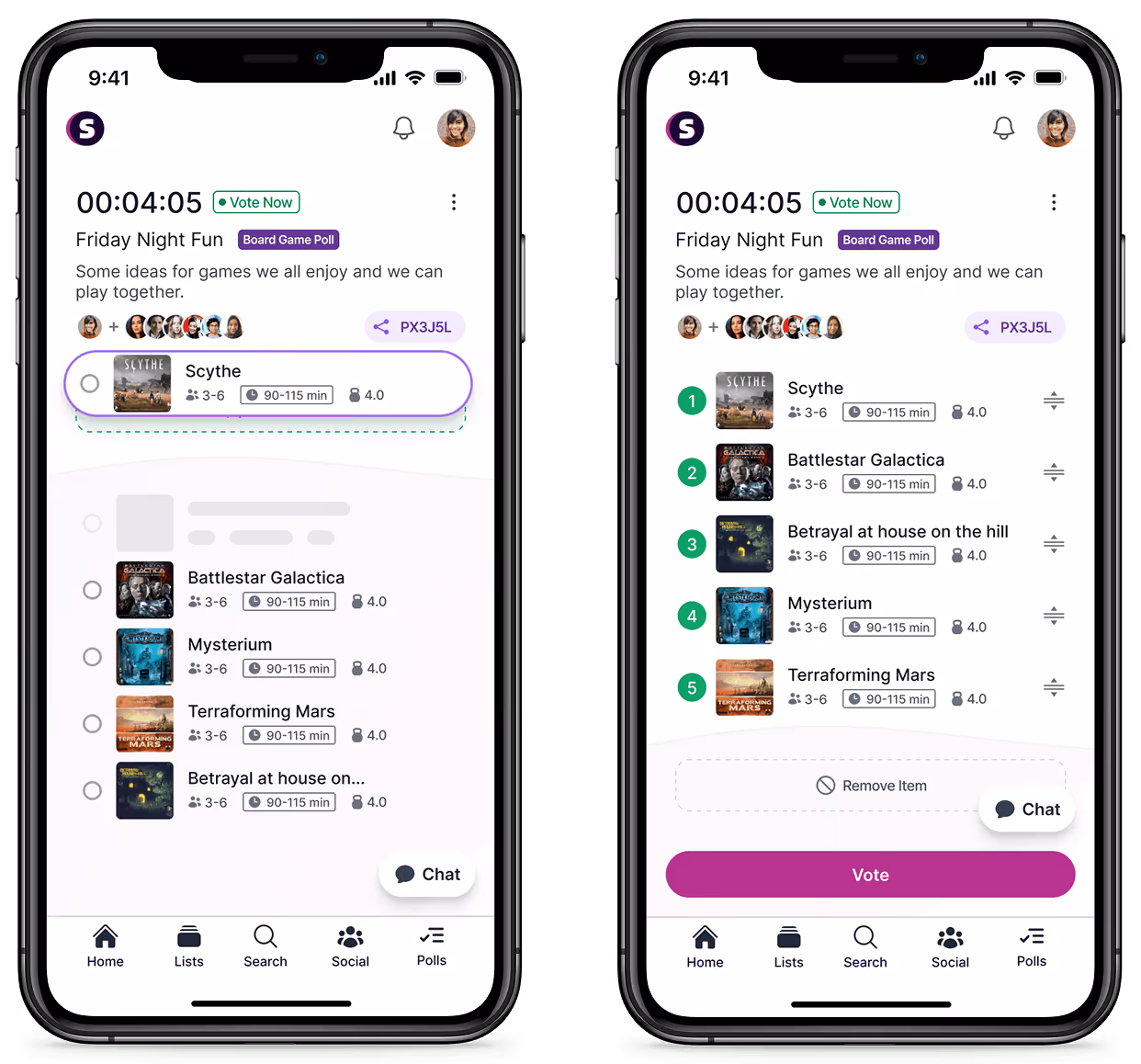 Voting screen examples
