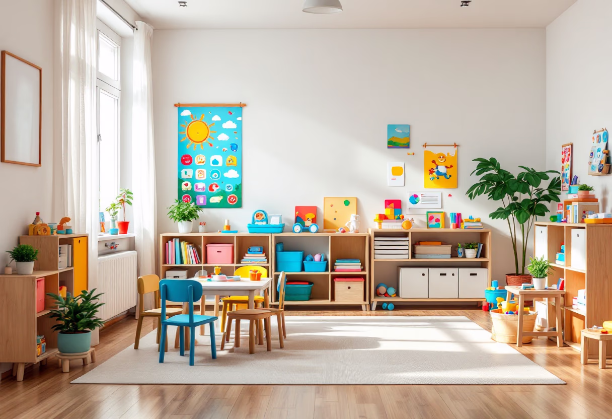 [background image] colorful classroom setting (for a preschools & daycare)