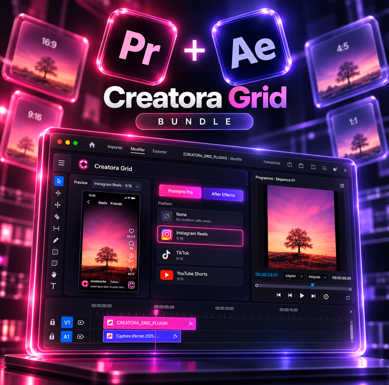 Creatora Grid - pack After Effects et Premiere Pro