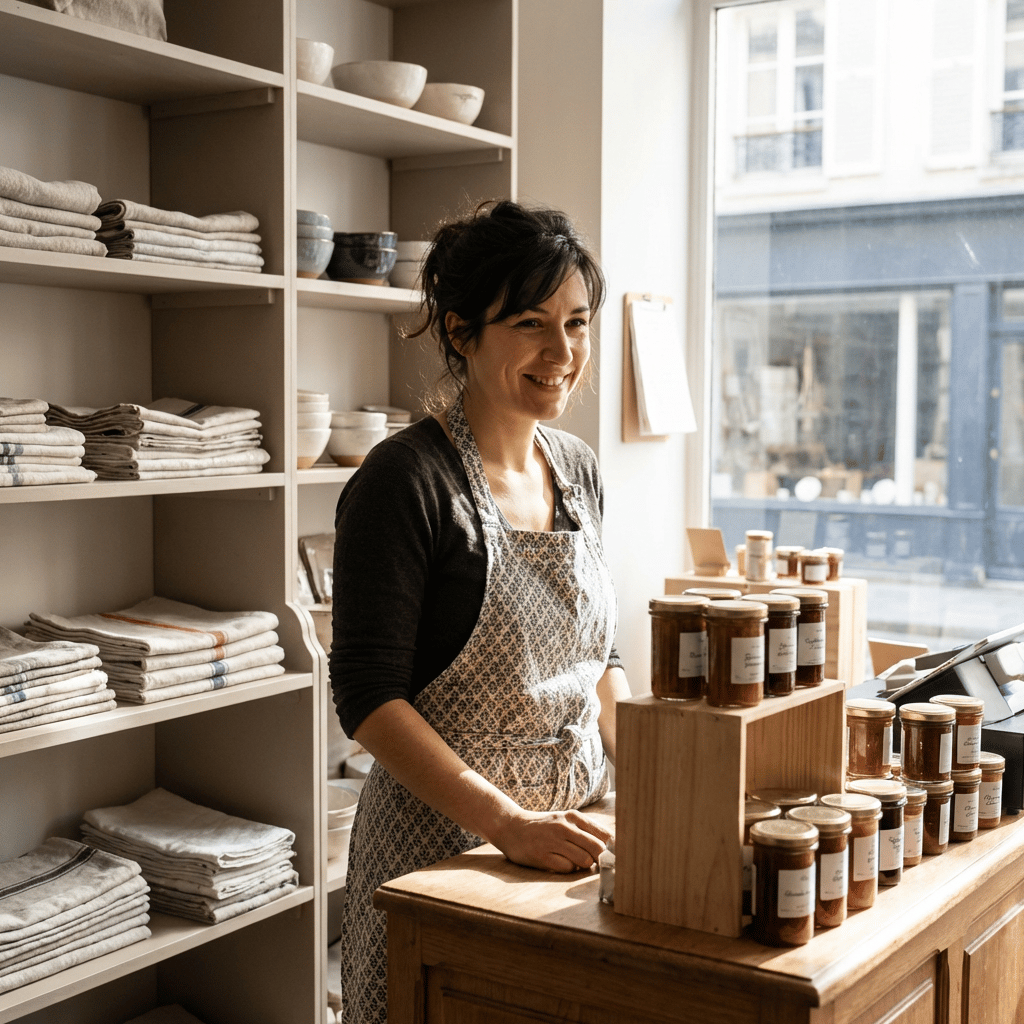 Commerçante dans sa boutique — assurance multirisque professionnelle