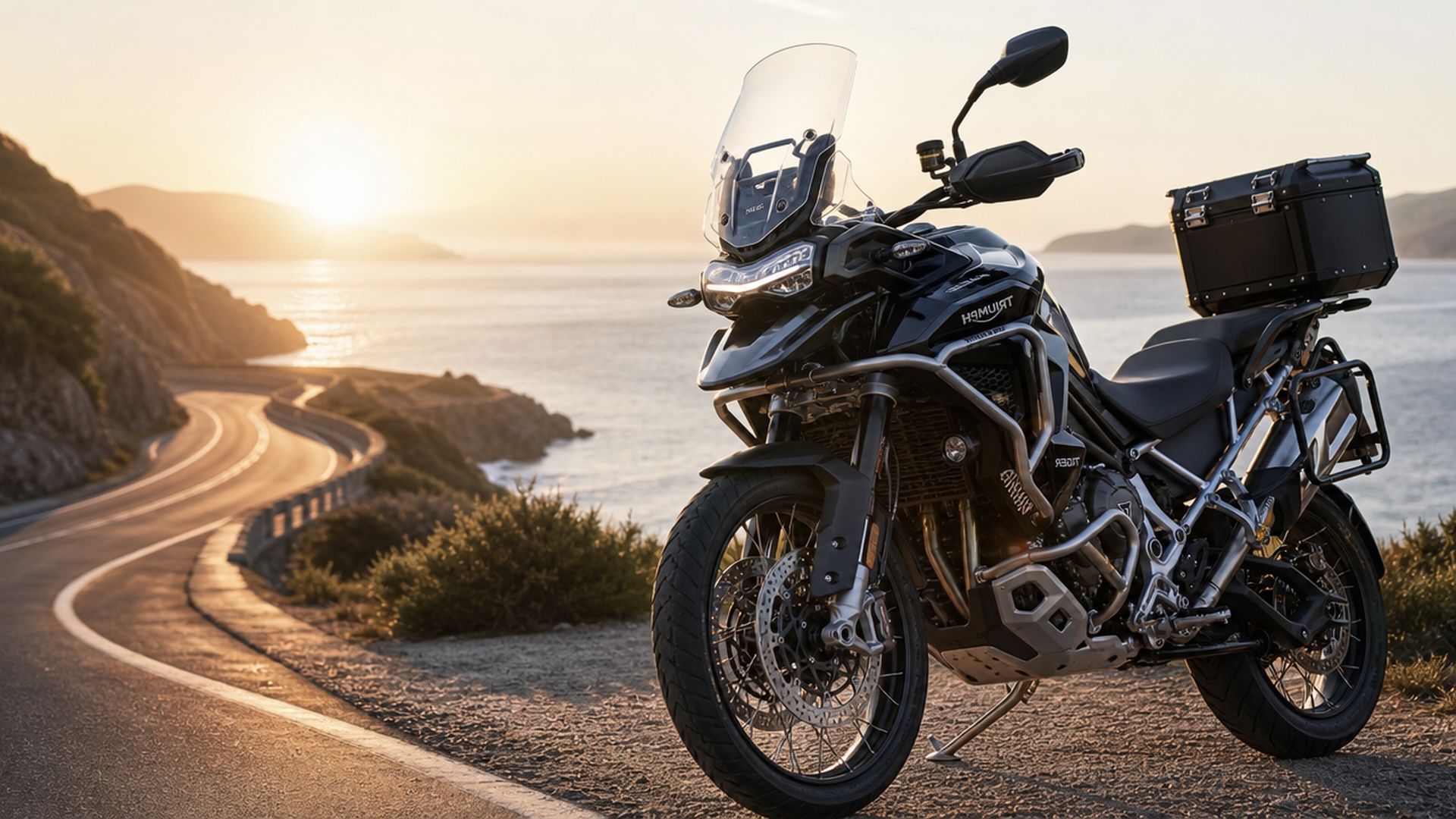 Motard équipé en pleine route ensoleillée — Assurance moto et scooter Select Assurance, courtier indépendant national