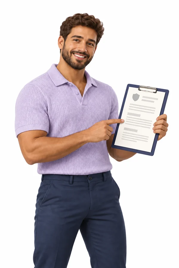 Illustration d’un conseiller expliquant un document d’assurance