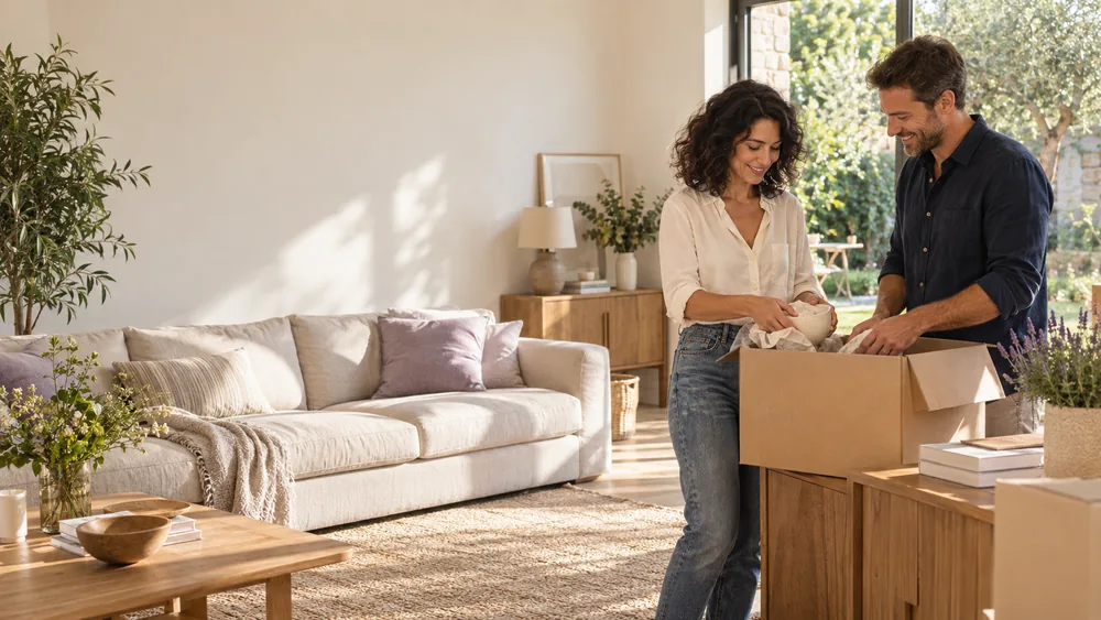 Couple préparant son emménagement dans un nouveau logement