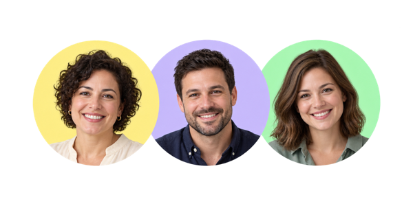 Illustration de trois visages accueillants