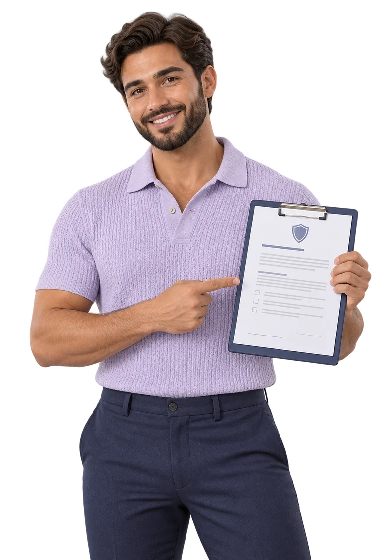 Conseiller présentant un document de garanties