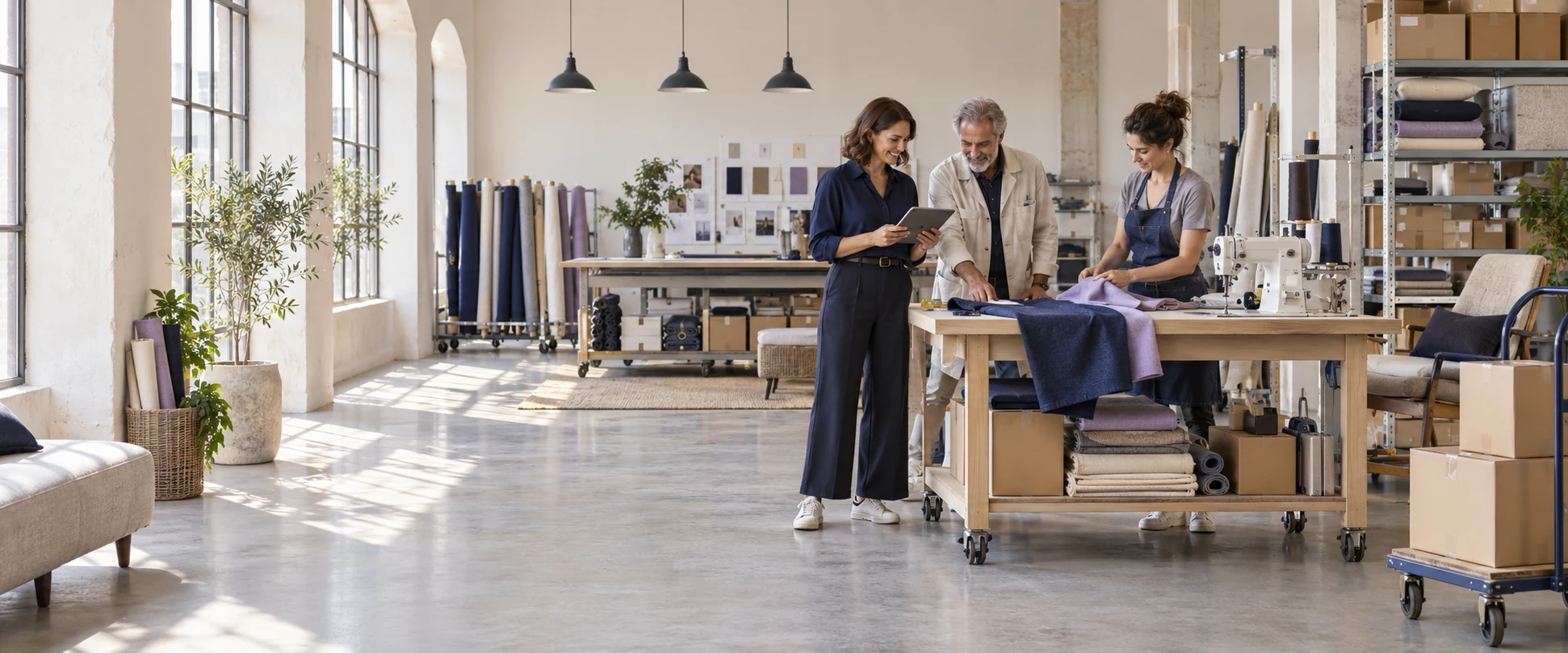 Une professionnelle dans son atelier textile
