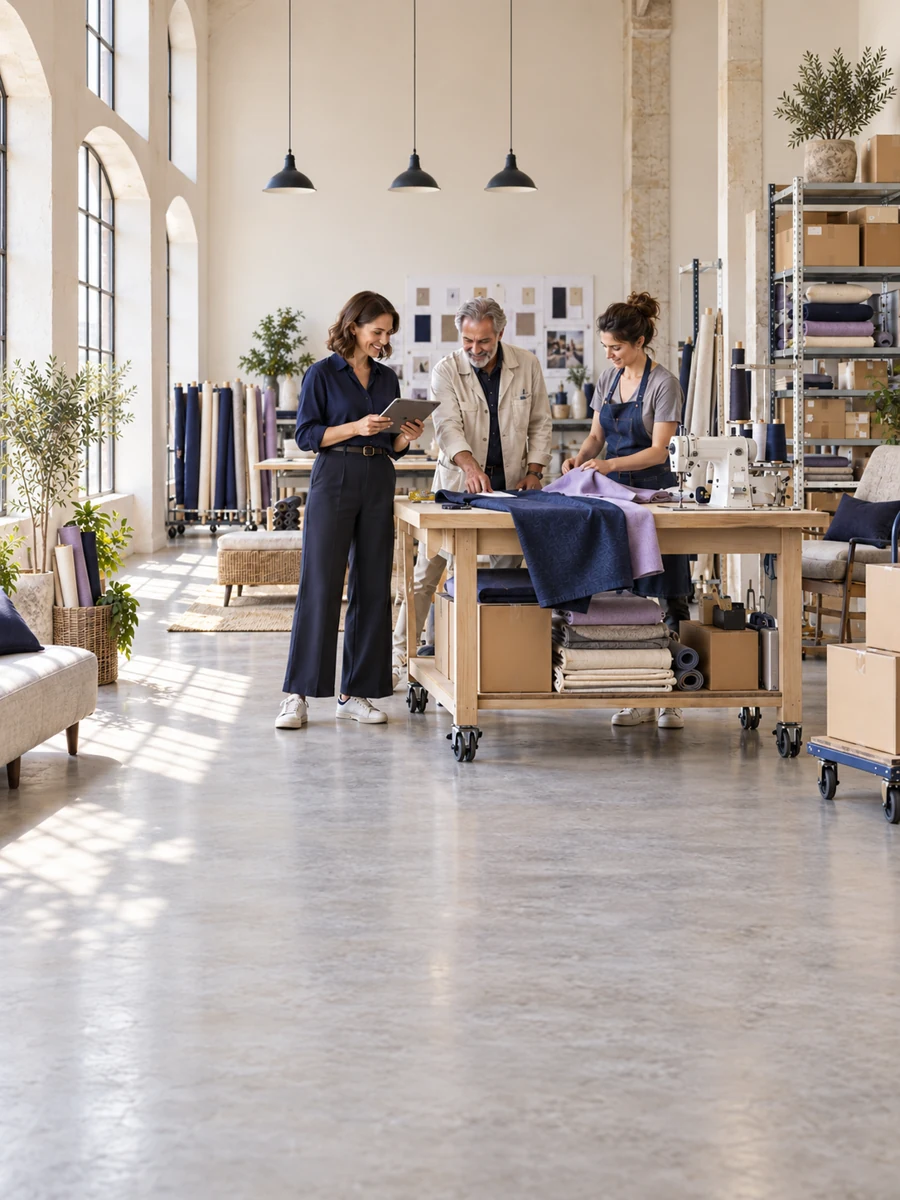 Équipe au travail dans un atelier textile