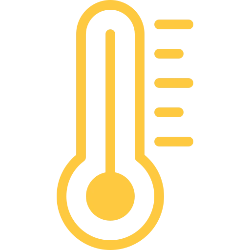Yellow thermometer icon with measurement lines on the right.